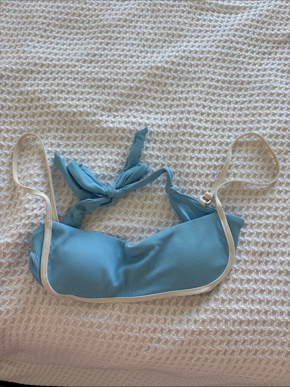 l*space Blue Ribbed Bandeau Bikini Top